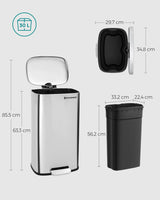 Mülleimer Küche 30L Softclose silbern