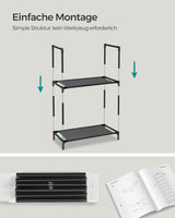 Schuhregal Metallgestell 10 Ebenen Schwarz von Songmics