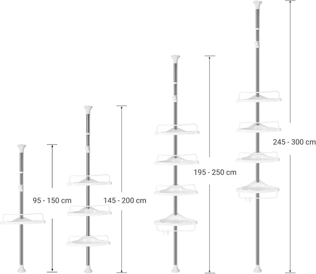 Duschregal Höhenverstellbar Edelstahl Badezimmer Weiss von Songmics