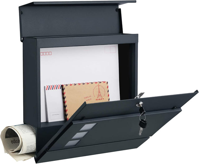Briefkasten XXL mit Zeitungsfach abschliessbar Anthrazit