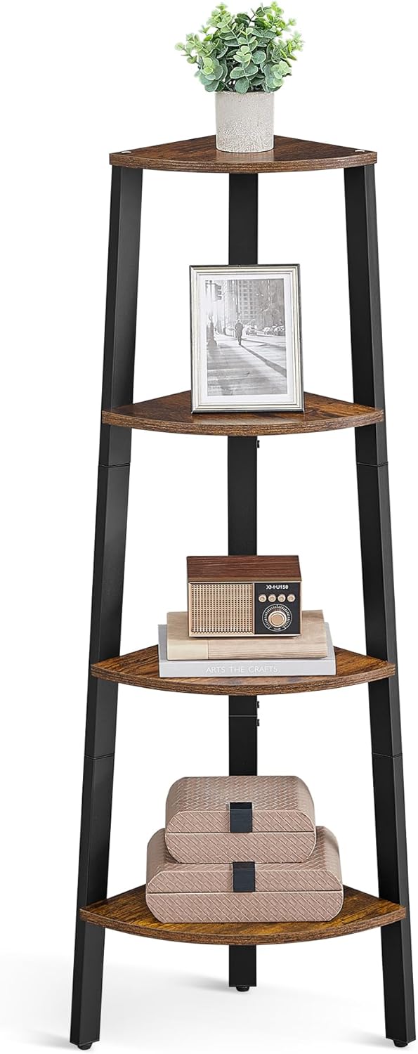 Eckregal Leiterregal Aufbewahrungsregal Industrial Vintagebraun-Schwarz