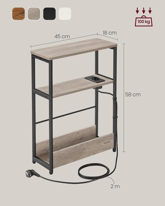 Beistelltisch mit Ladefunktion Greige-Schwarz