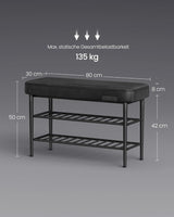 Schuhbank Kunstleder modern tintenschwarz 60er-Jahre von Songmics