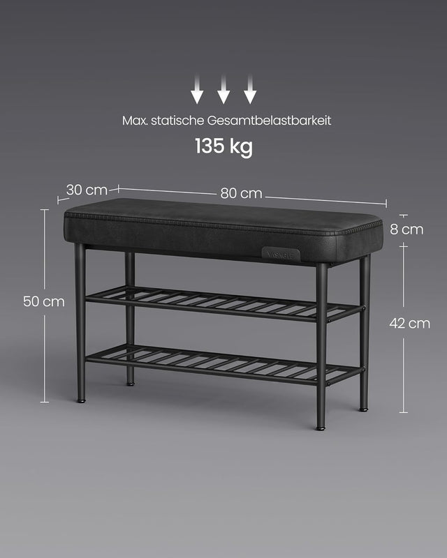 Schuhbank Kunstleder modern tintenschwarz 60er-Jahre von Songmics