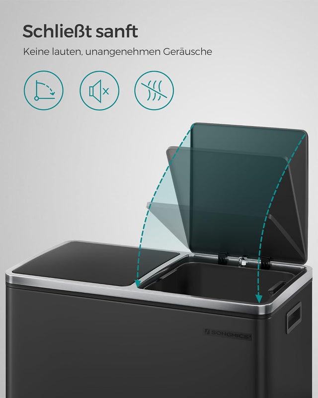 Mülleimer Mülltrennsystem 60L Softclose Schwarz