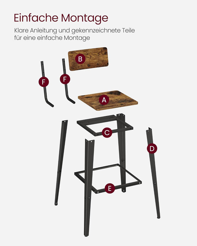 Barhocker Set mit Rückenlehne vintagebraun