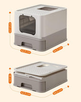 Katzentoilette mit Deckel auslaufsicher Haferflockenfarben