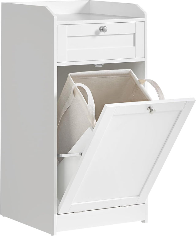 Badschrank mit Wäschekorb wolkenweiss