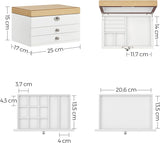 Schmuckkästchen mit Spiegel und Schubladen Weiss