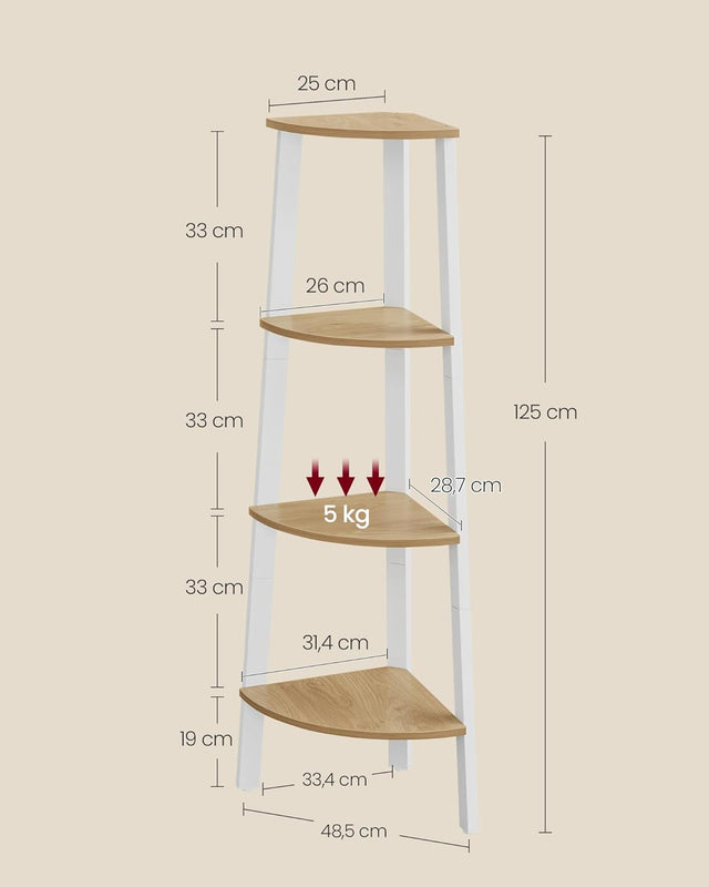 Eckregal Industrial-Design mit Stahlrahmen Natureichenfarben