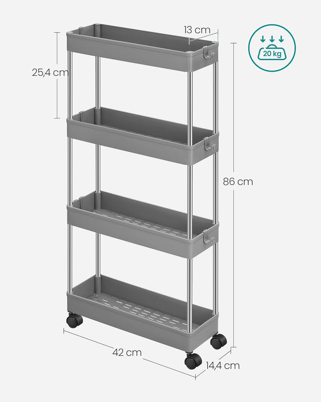 Rollwagen Küchenregal mit Haken Grau von Songmics