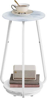 Beistelltisch rund modern marmorweiss