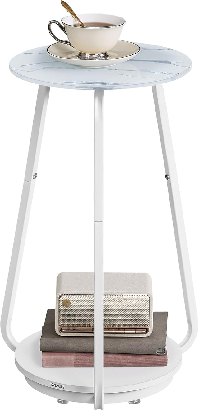 Beistelltisch rund modern marmorweiss