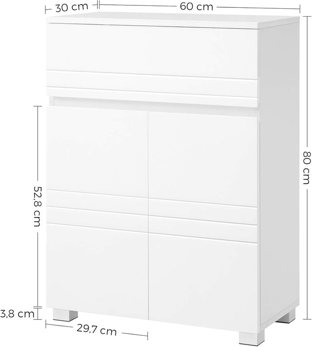 Badezimmerschrank mit Schublade verstellbar Weiss