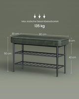 Schuhbank Kunstleder MidCentury Modern Waldgrün