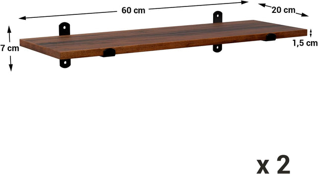 Wandregale Retro-Stil schwimmend Braun Schwarz von Songmics