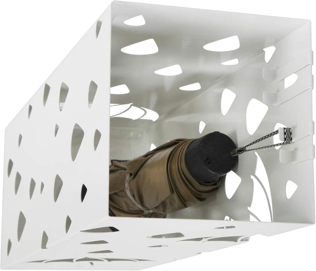 Regenschirmständer Metall quadratisch mit Haken Muster Regenschirme weiss von Songmics