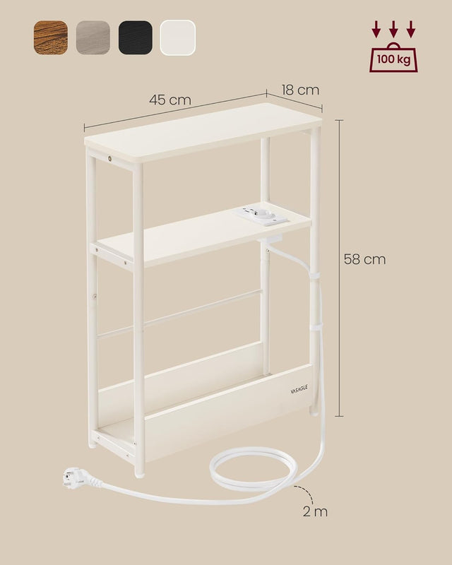 Beistelltisch mit Ladefunktion, cremeweiss