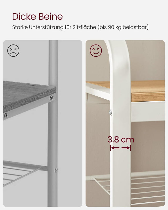 Garderobenständer mit Schuhbank Eichenfarben Weiss