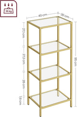 Regal mit 4 Ablagen Goldfarben