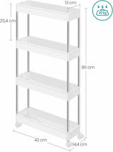 Rollwagen Küchenregal mit Haken Weiss