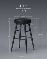 Barhocker 2er Set Kunstleder tintenschwarz Small