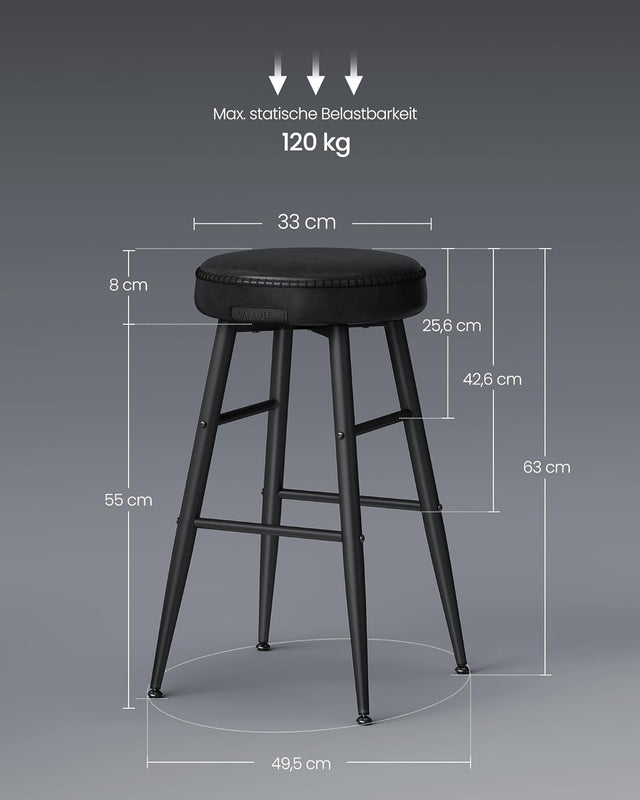 Barhocker 2er Set Kunstleder tintenschwarz Small