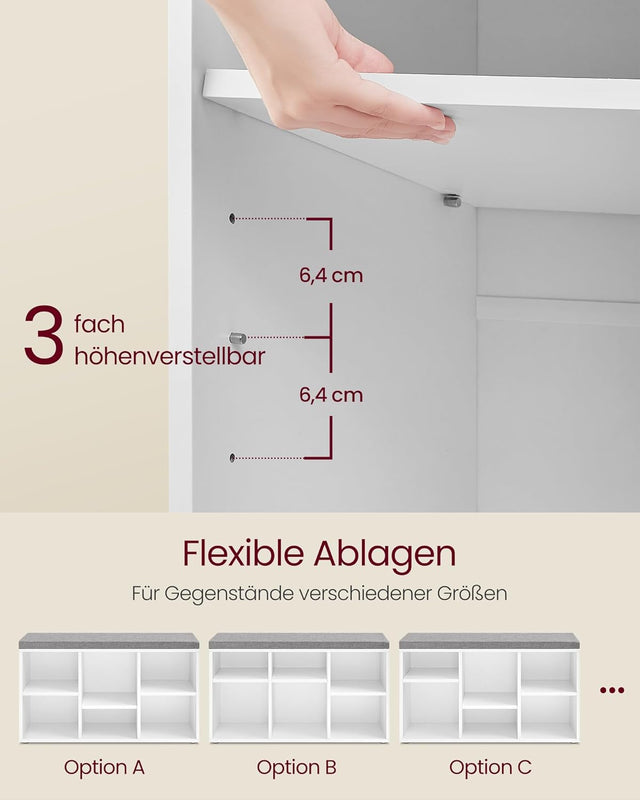 Schuhbank mit Aufbewahrung, wolkenweiss-Taubengrau von Songmics