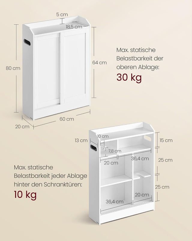 Badezimmerschrank mit Schiebetüren wolkenweiss
