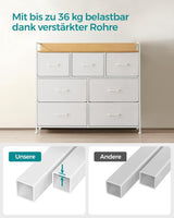 Kommode Stoffschubladen Metallgestell Industriedesign Wolkenweiss von Songmics