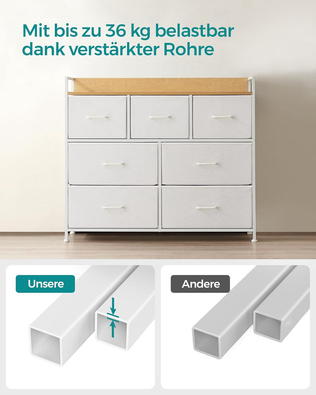 Kommode Stoffschubladen Metallgestell Industriedesign Wolkenweiss von Songmics