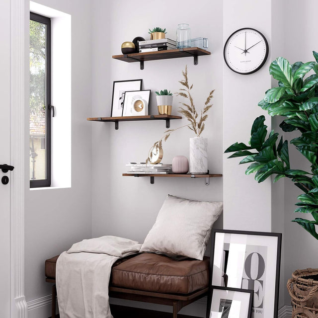 Wandregale Retro-Stil schwimmend Braun Schwarz von Songmics