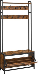 Garderobenständer mit Schuhschrank Vintagebraun-Schwarz