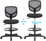 Bürostuhl Höhenverstellbar Ergonomisch Drehbar Stoff Schwarz von Songmics