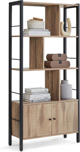 Bücherregal mit Türen Industrie-Design Stahlgestell Kamelbraun