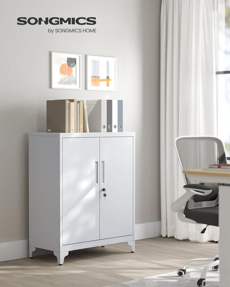 Aktenschrank abschliessbar Stahl Aufbewahrung mattgrau von Songmics