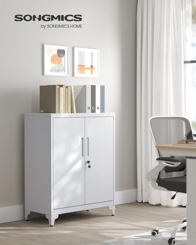 Aktenschrank abschliessbar Stahl Aufbewahrung mattgrau von Songmics