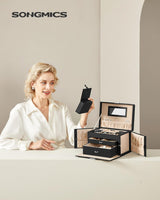 Schmuckkasten abschliessbar mit Spiegel schwarz