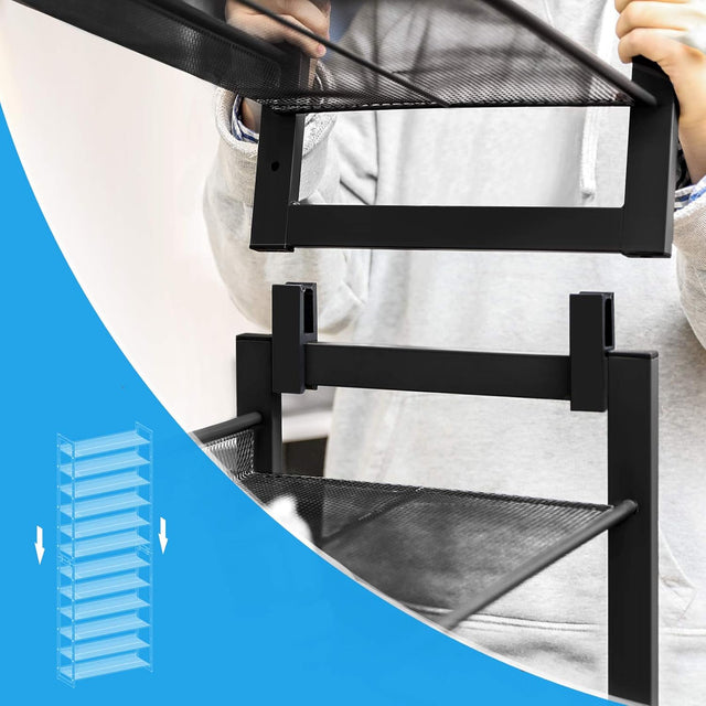 Schuhregal Stapelbar Verstellbar 12 Ebenen Schwarz