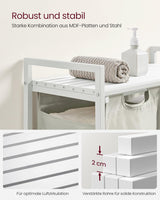 Wäschekorb mit 2 Fächern und Ablage, cremeweiss-mattweiss von Songmics