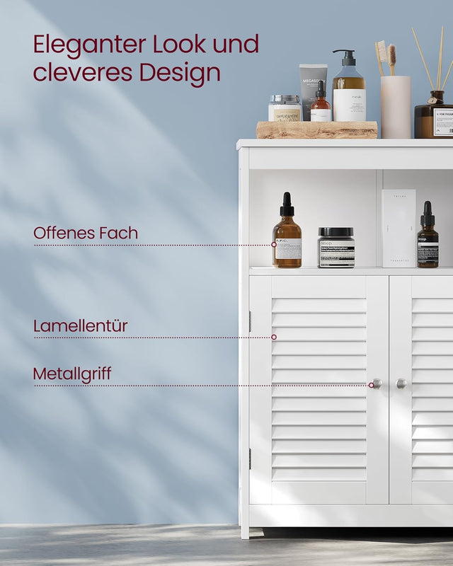Badezimmerschrank Aufbewahrungsregal mit Türen Weiss