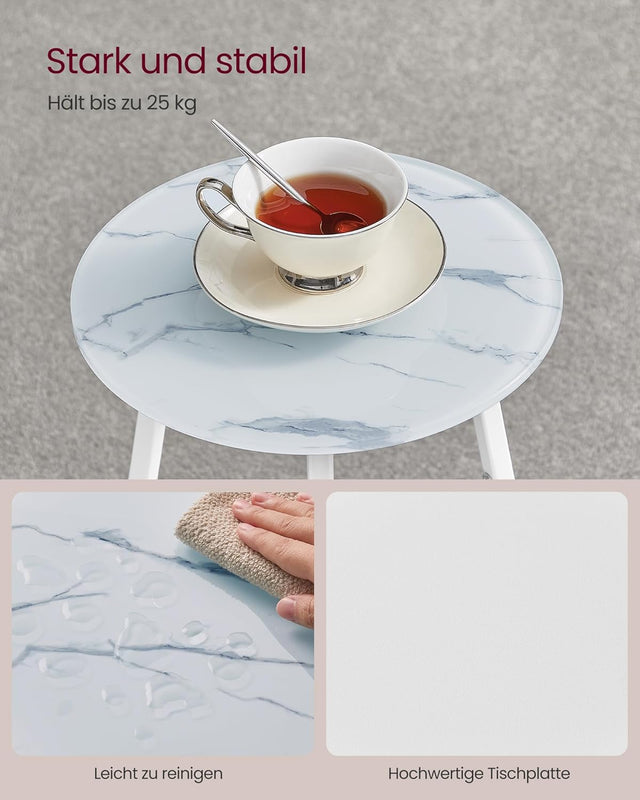 Beistelltisch rund modern marmorweiss