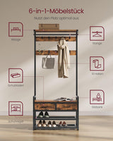 Garderobenständer mit Schuhbank Vintagebraun