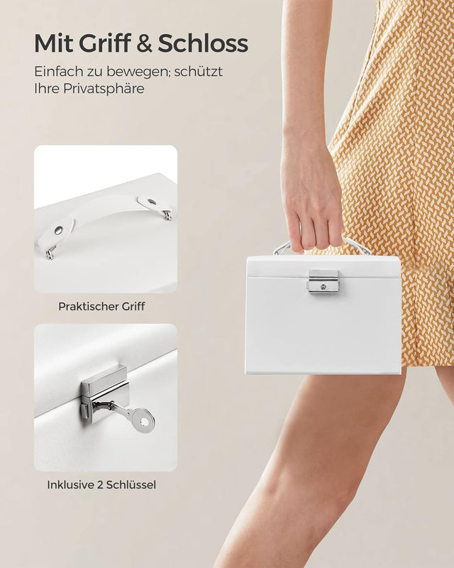 Schmuckkästchen mit Spiegel und Schloss klassikweiss