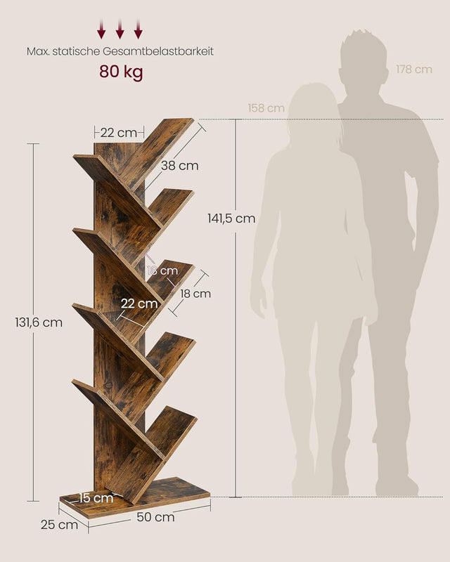 Bücherregal Baumform 9 Ebenen Vintagebraun