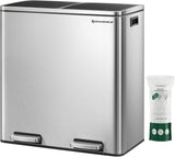 Mülleimer 60L Mülltrennsystem Treteimer Küche Silber