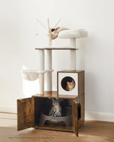 Kratzbaum 2-in-1 mit Katzenklo-Schrank vintagebraun