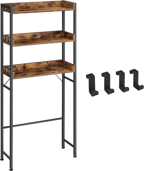 Toilettenregal 3 Ebenen Badezimmerregal Rustikal Braun von Songmics