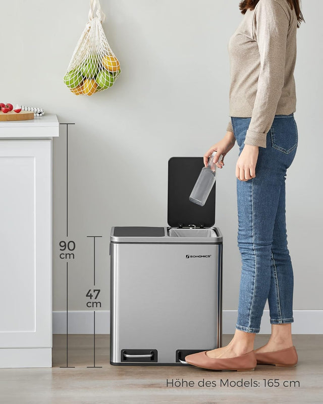 Mülleimer Küche Mülltrennsystem Softclose Metallicsilber