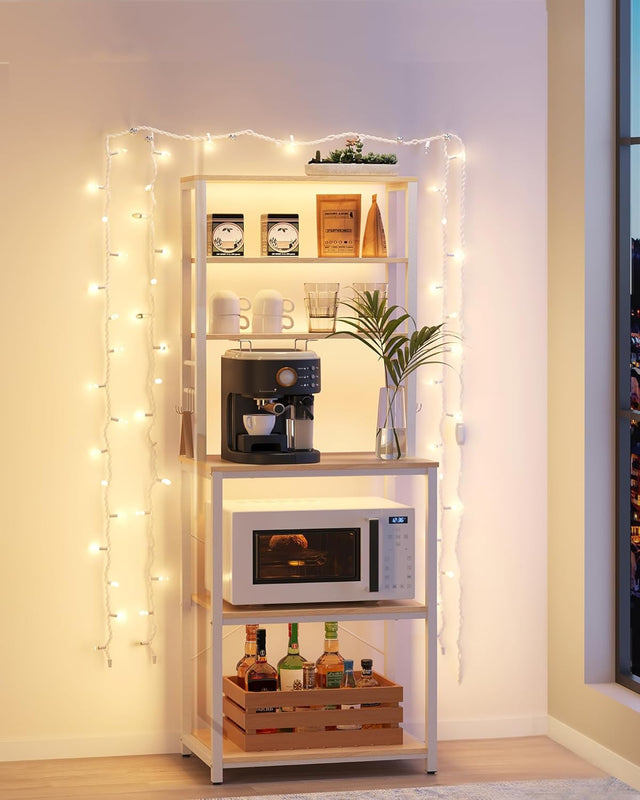 Küchenregal Standregal Mikrowellenregal Stahlrahmen Rustikal Goldeiche